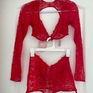 Savage X Fenty Lovestruck Lace bra top and garter skirt